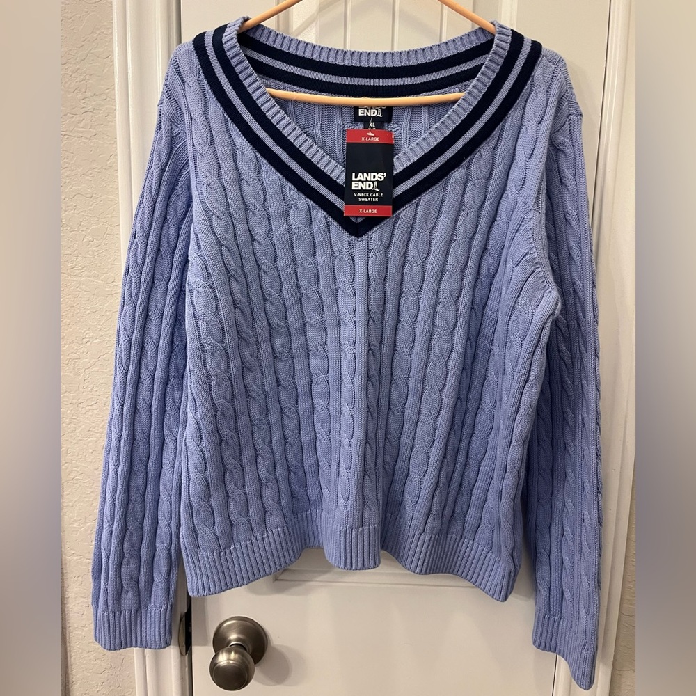 Lands' End Cable Knit Sweater New with Tags BTS